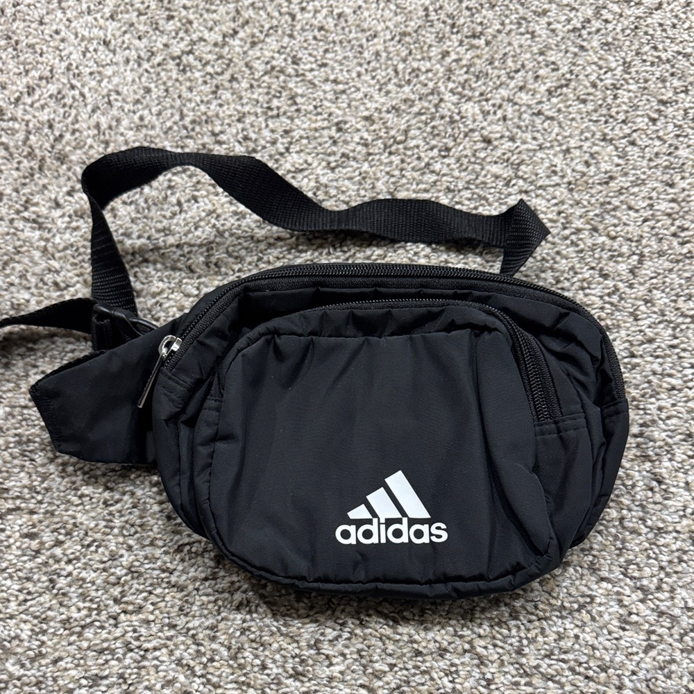 adidas Black Waist Bag with White Logo